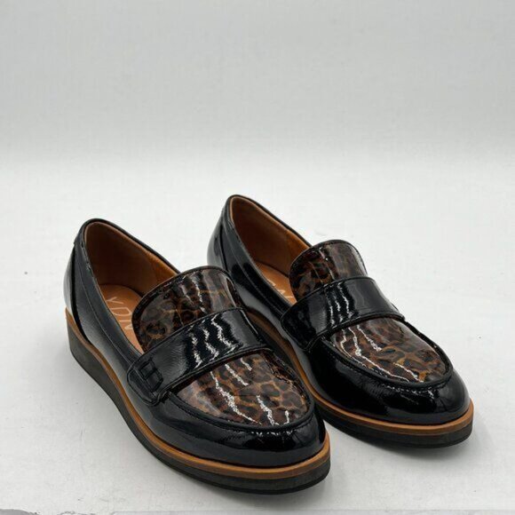 YDN Women Comfort Flats Loafers Slip On Round Closed Toe Printed Patent Leather - Picture 2 of 8